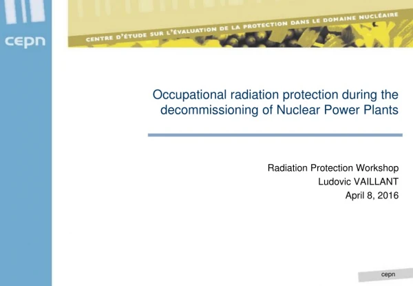 Occupational radiation protection during the decommissioning of Nuclear Power Plants