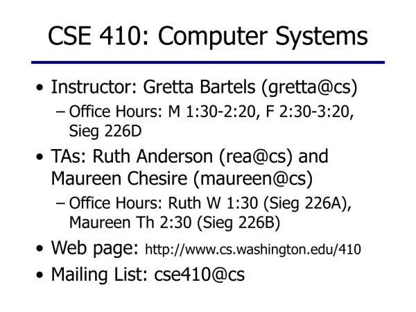 CSE 410: Computer Systems