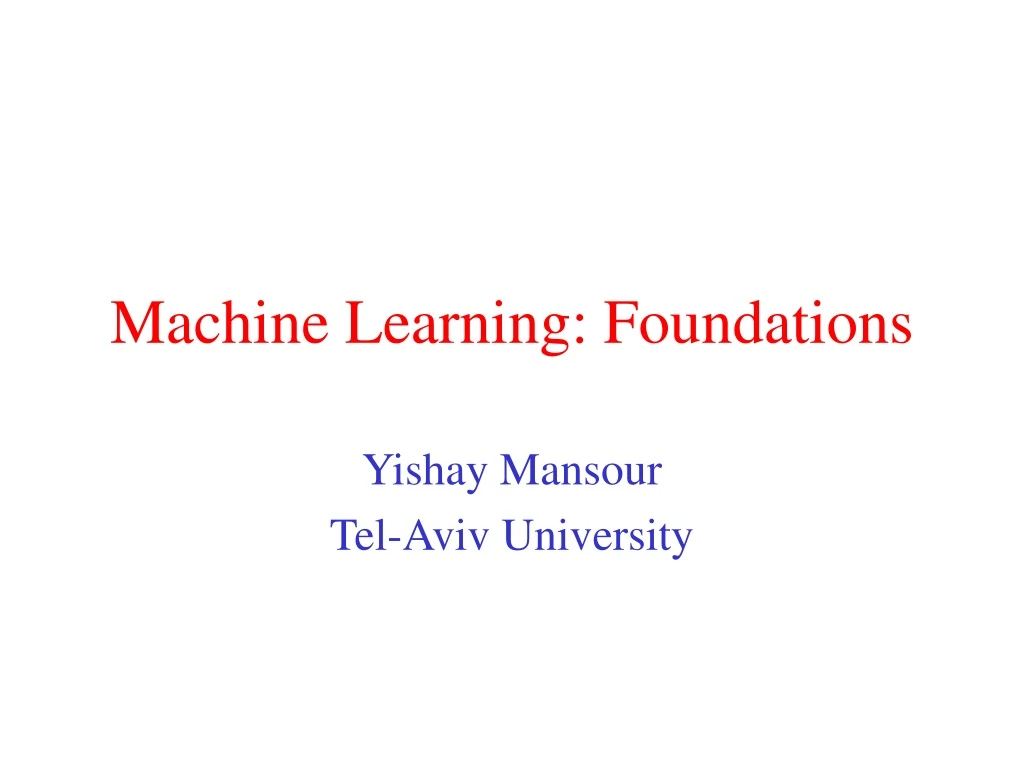 machine learning foundations