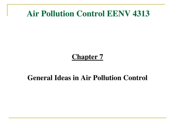 Air Pollution Control EENV 4313