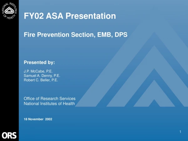 FY02 ASA Presentation  Fire Prevention Section, EMB, DPS