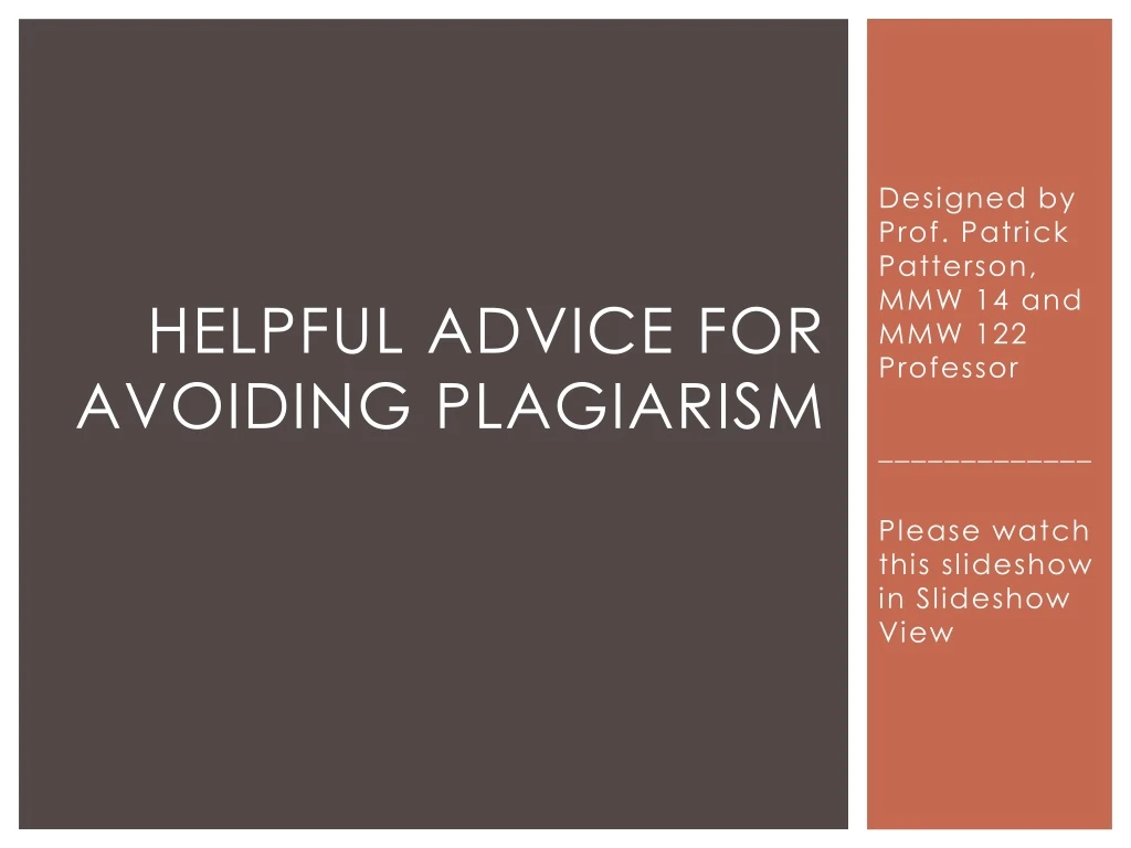 helpful advice for avoiding plagiarism