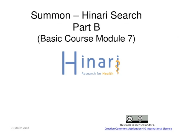 Summon – Hinari Search Part B (Basic Course Module 7)