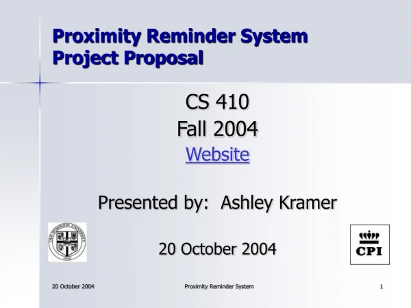 Proximity Reminder System Project Proposal