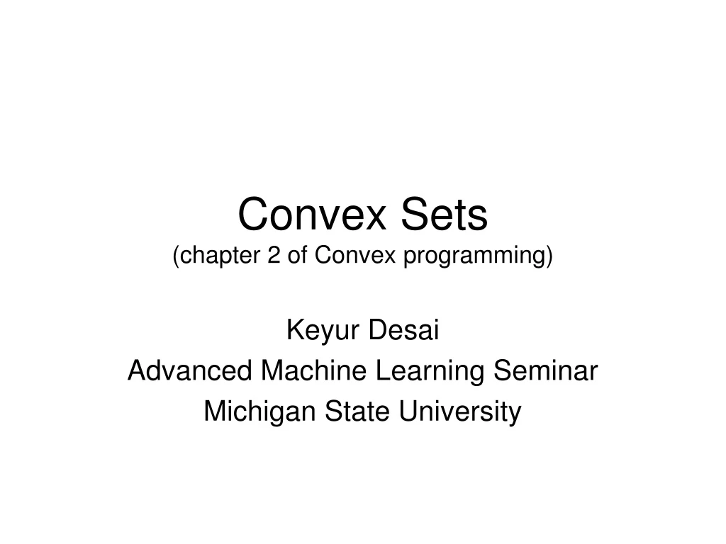 convex sets chapter 2 of convex programming