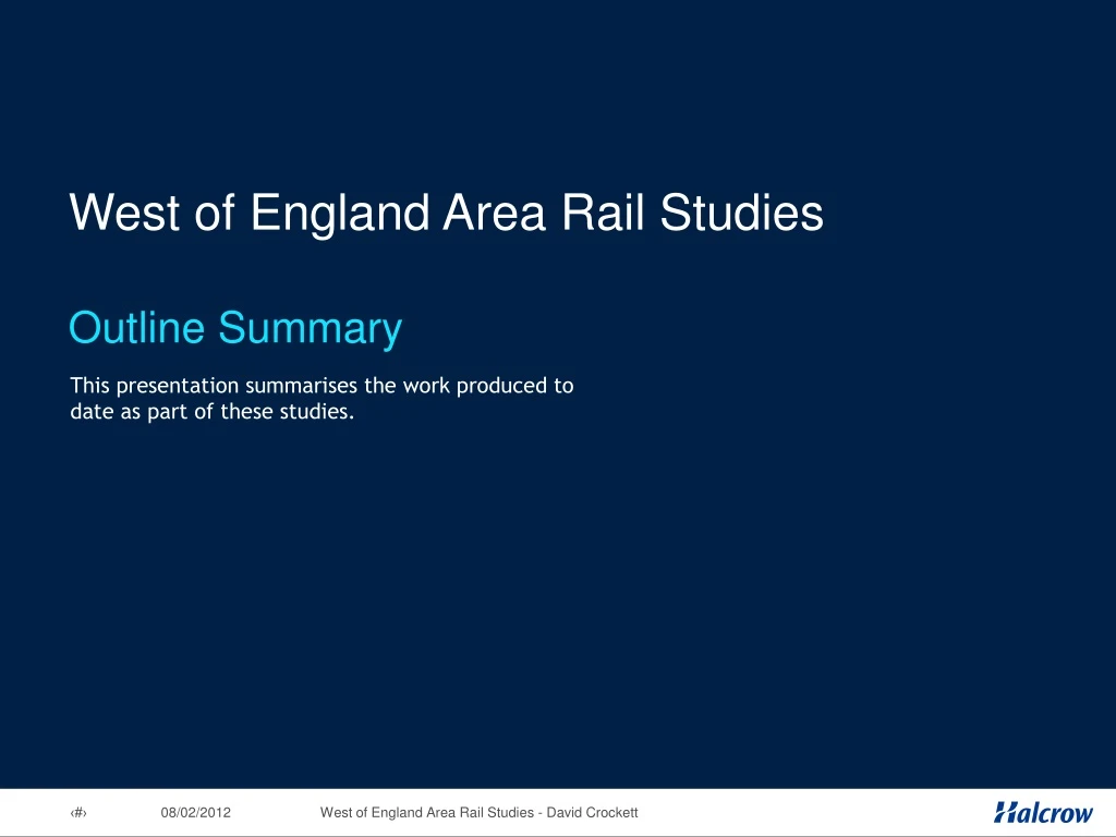 west of england area rail studies