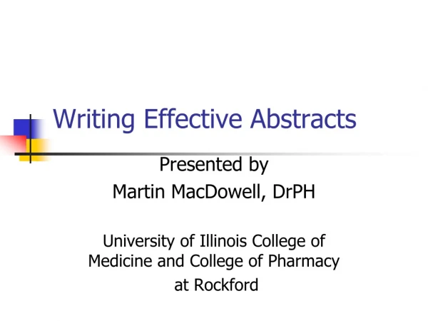 Writing Effective Abstracts