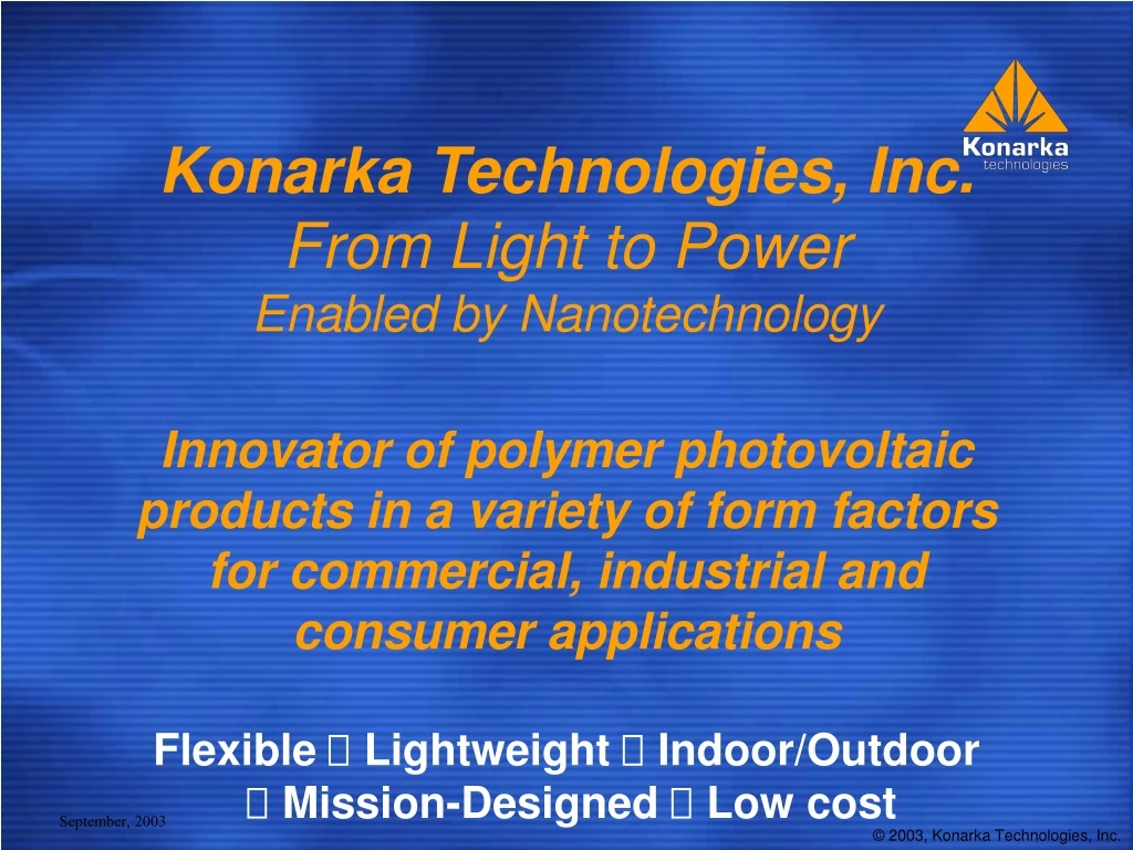 konarka technologies inc from light to power