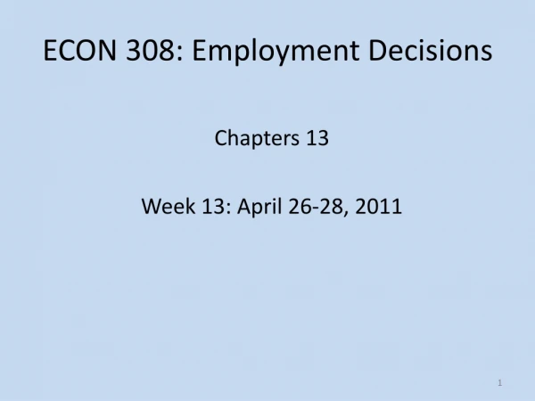 ECON 308: Employment Decisions