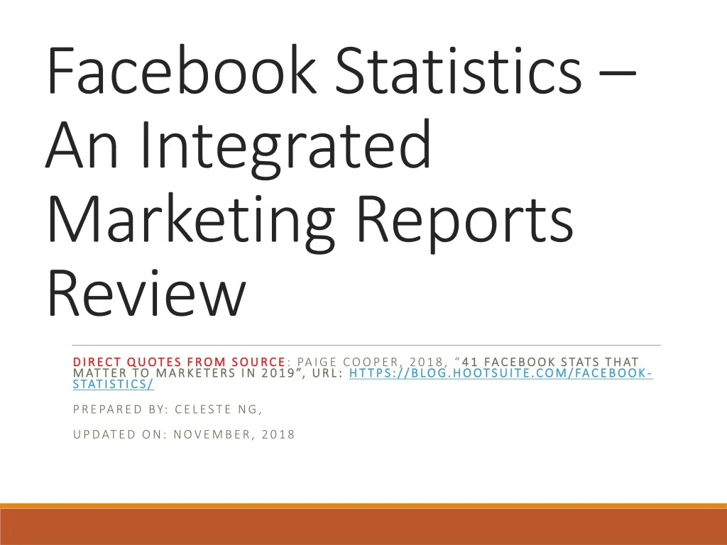 facebook statistics an integrated marketing reports review