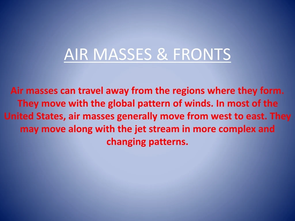 air masses fronts