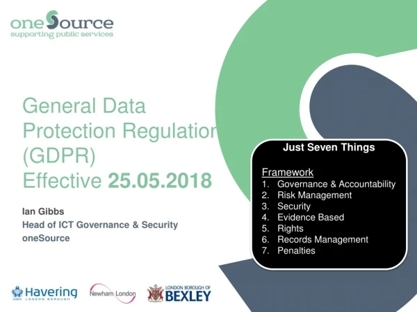 General Data Protection Regulations (GDPR)  Effective  25.05.2018