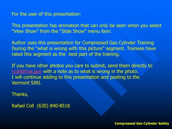 For the user of this presentation: