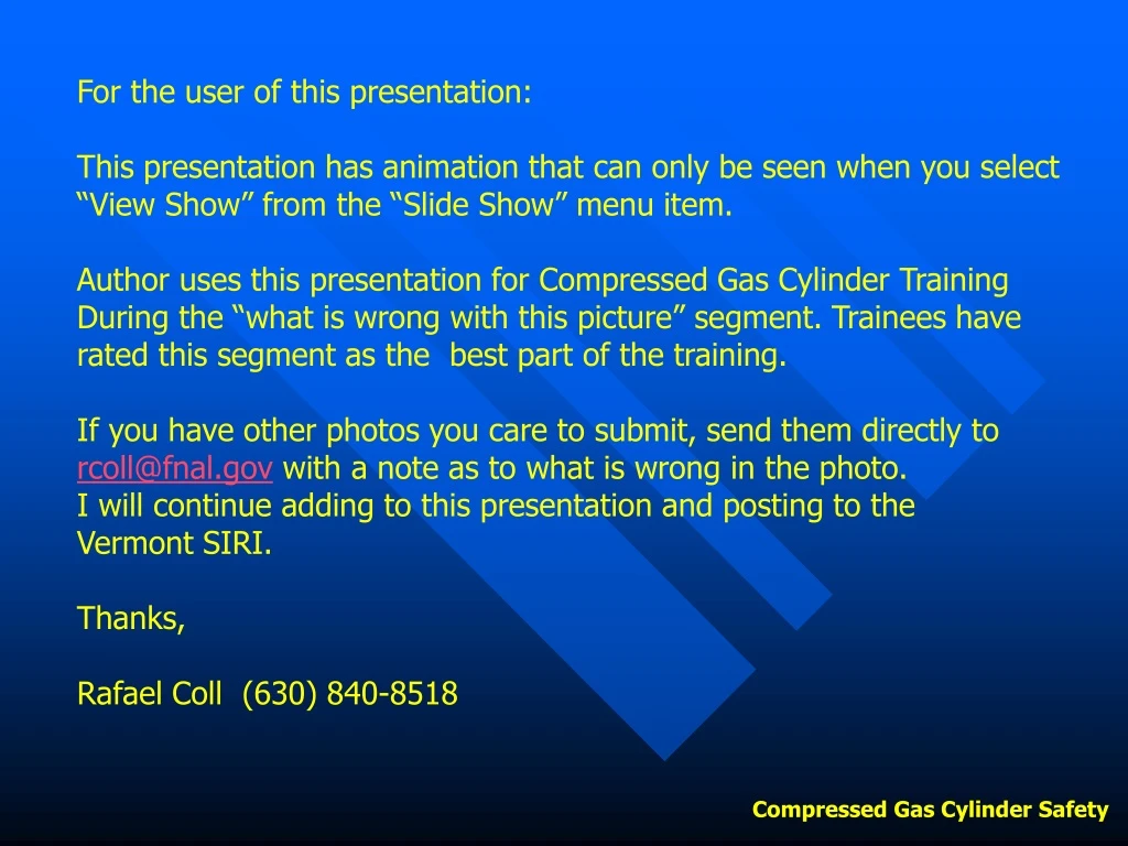 for the user of this presentation this