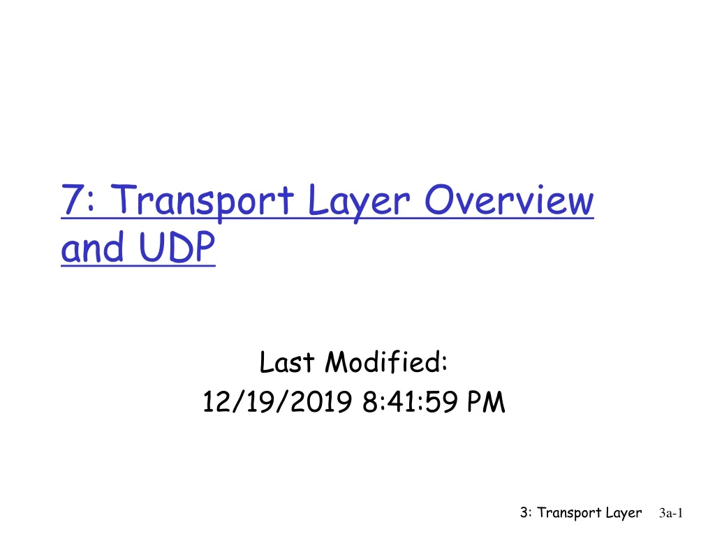 7 transport layer overview and udp