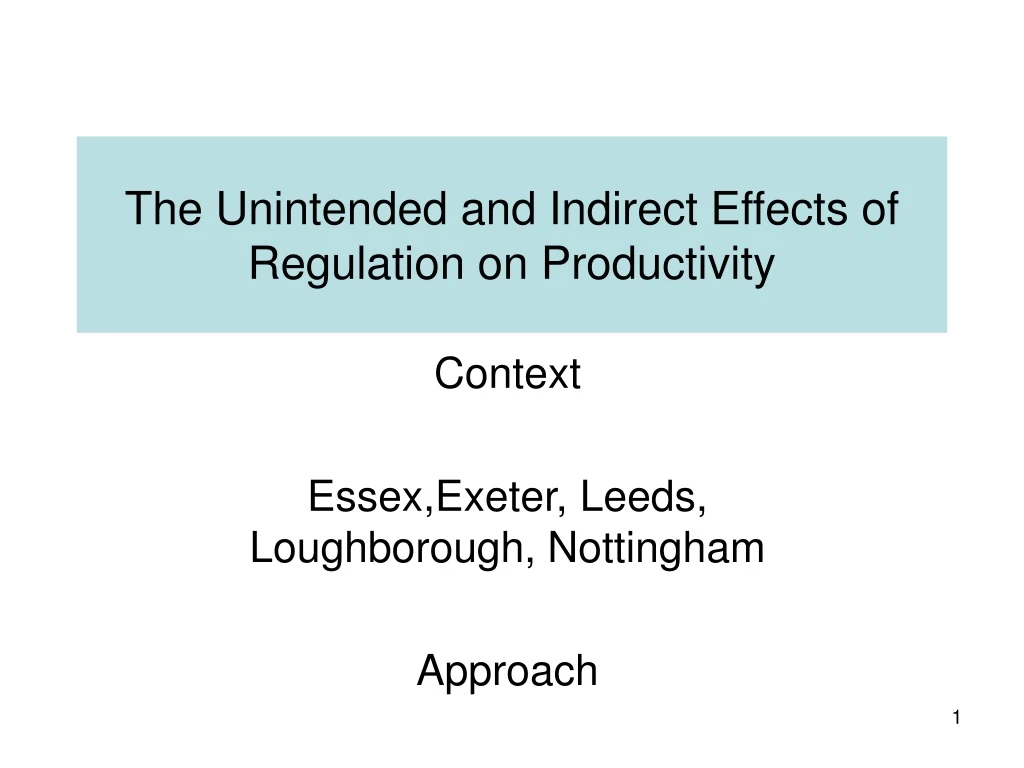 the unintended and indirect effects of regulation on productivity