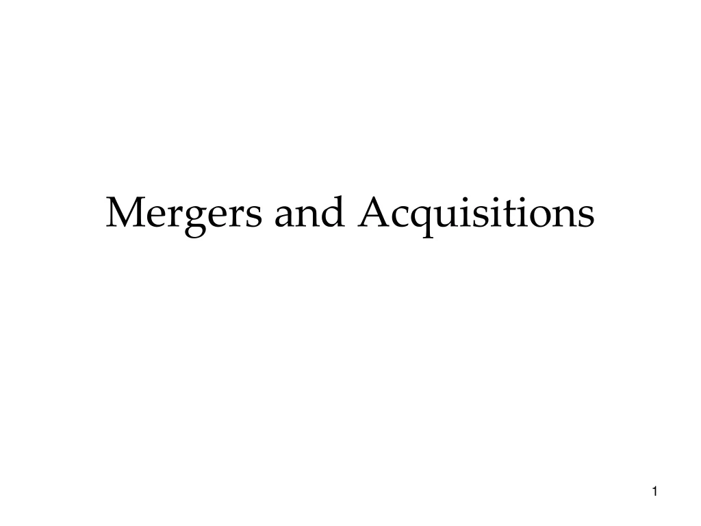 mergers and acquisitions