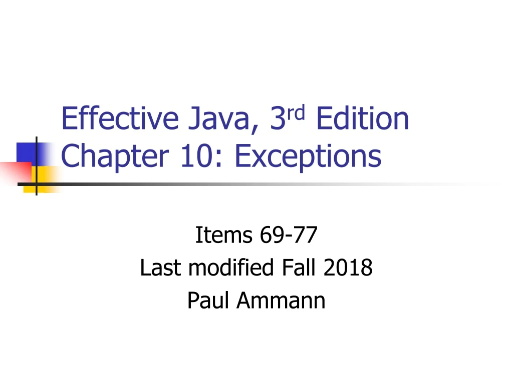 effective java 3 rd edition chapter 10 exceptions