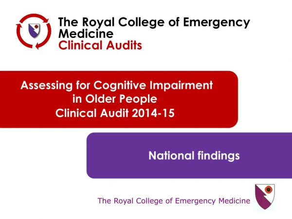 Assessing for Cognitive Impairment  in Older People Clinical Audit 2014-15