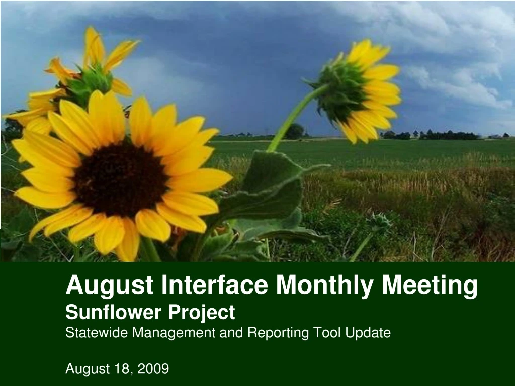 august interface monthly meeting sunflower project statewide management and reporting tool update