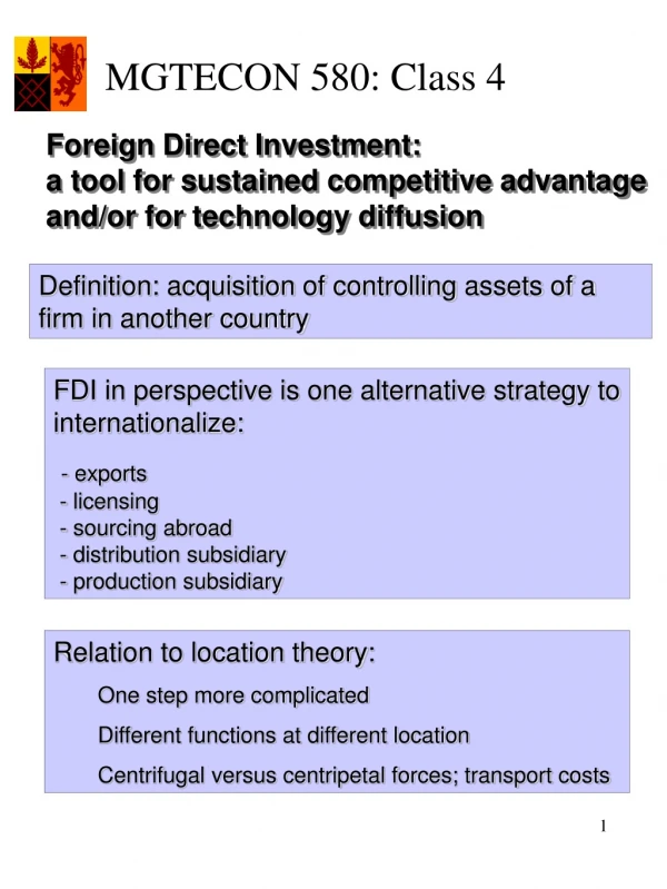 Foreign Direct Investment:  a tool for sustained competitive advantage