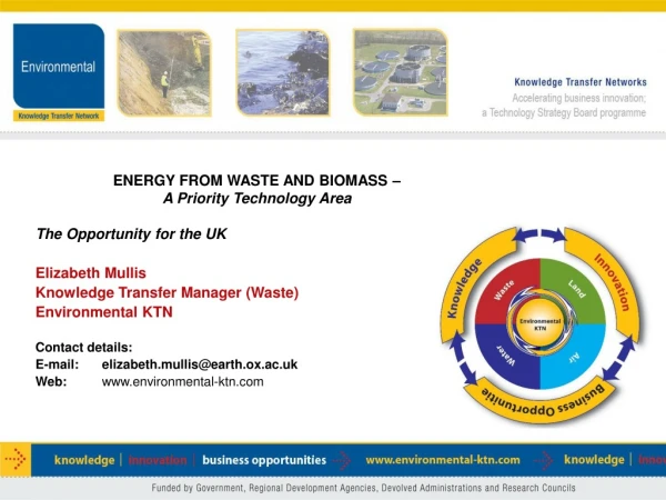 ENERGY FROM WASTE AND BIOMASS –  A Priority Technology Area The Opportunity for the UK