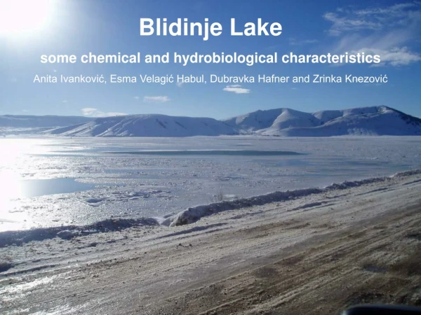 Blidinje Lake some chemical and hydrobiological characteristics