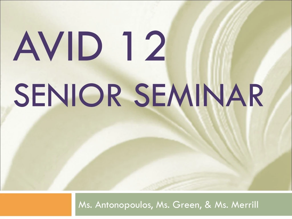 avid 12 senior seminar