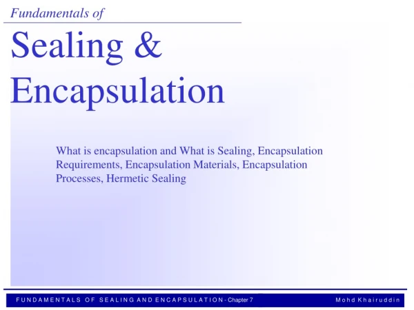 Fundamentals of Sealing &amp;  Encapsulation