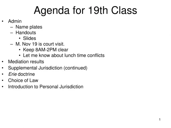 Agenda  for  19th  Class