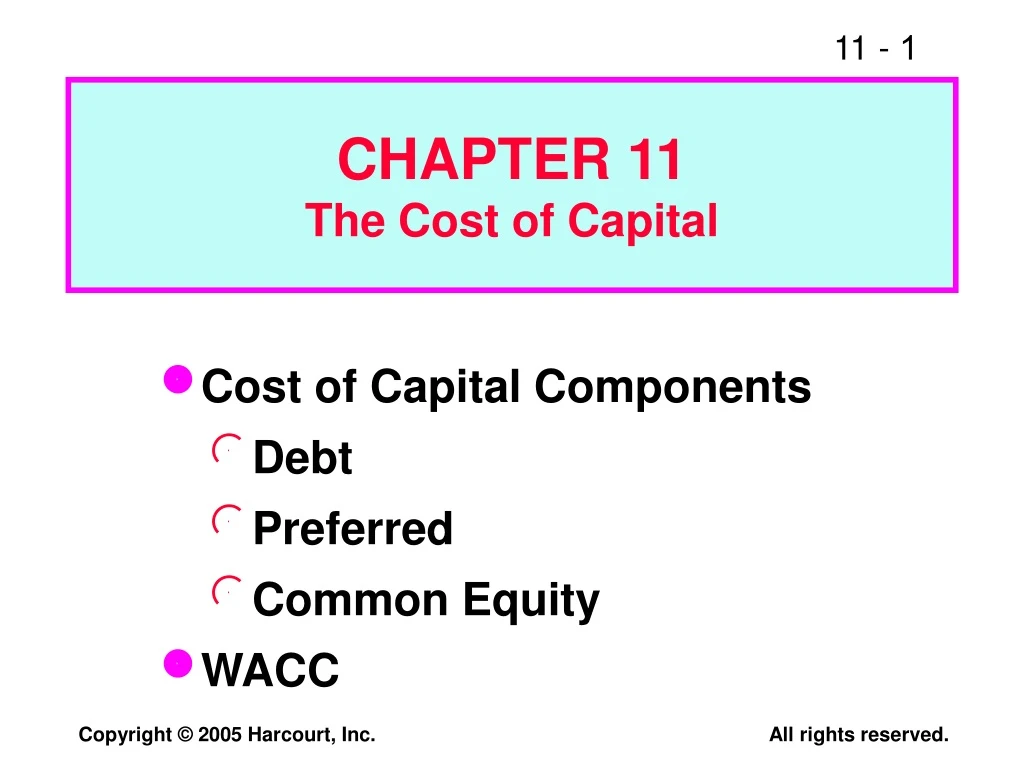 chapter 11 the cost of capital