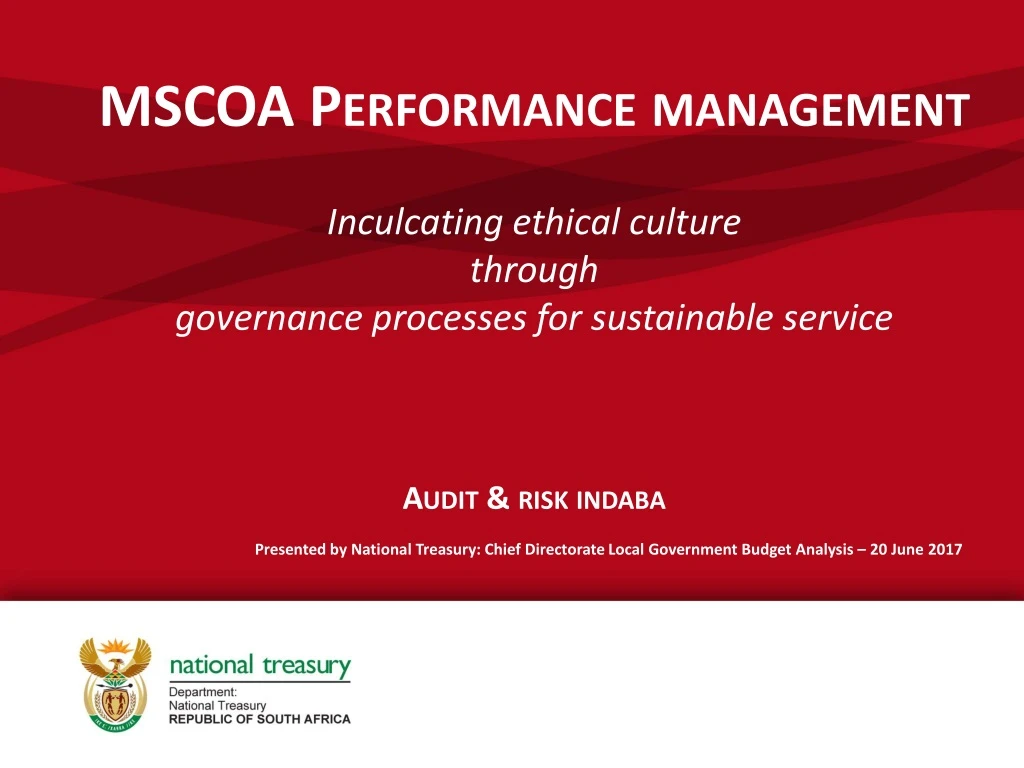 mscoa performance management inculcating ethical