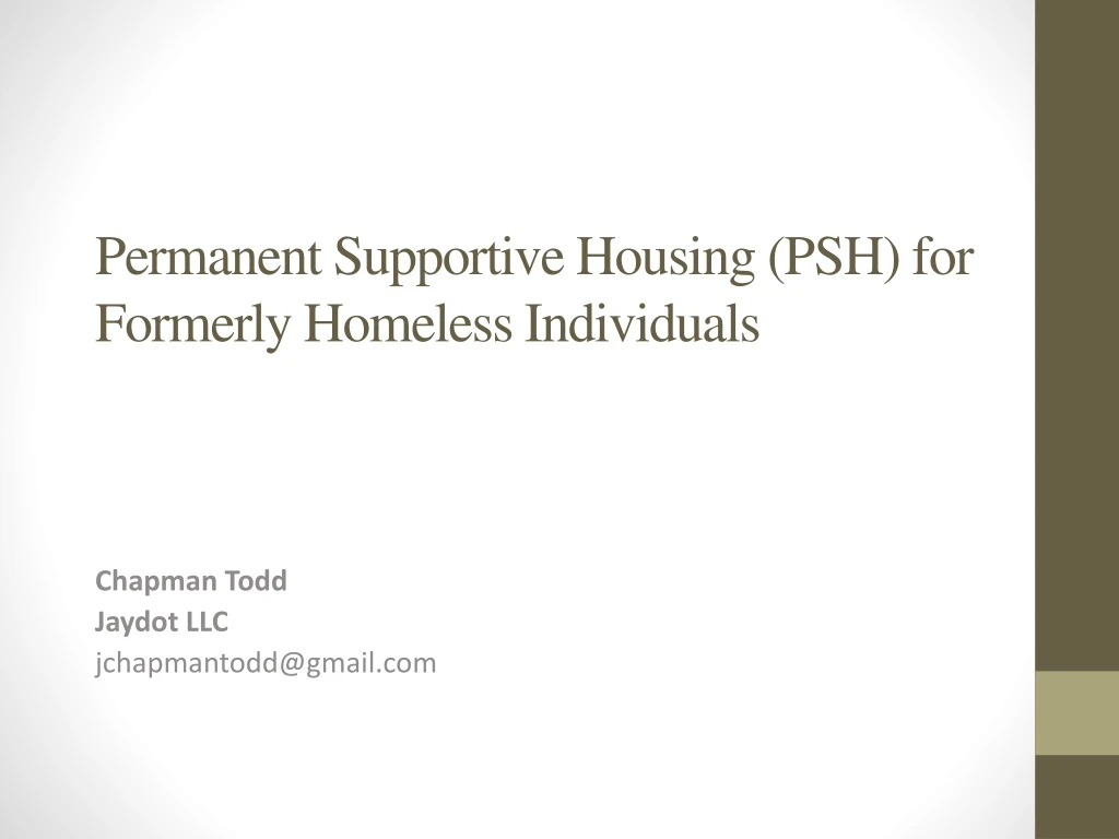 permanent supportive housing psh for formerly homeless individuals