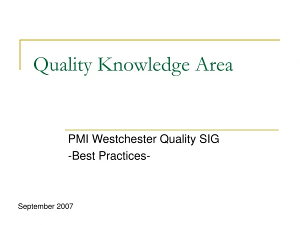 Quality Knowledge Area