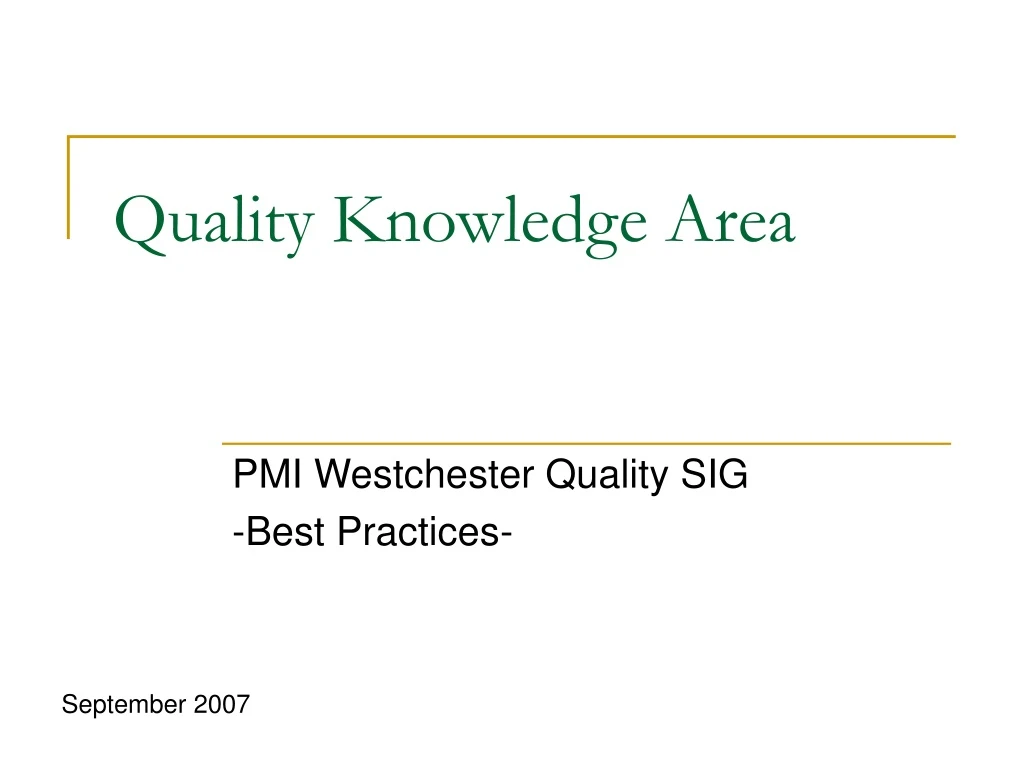 quality knowledge area