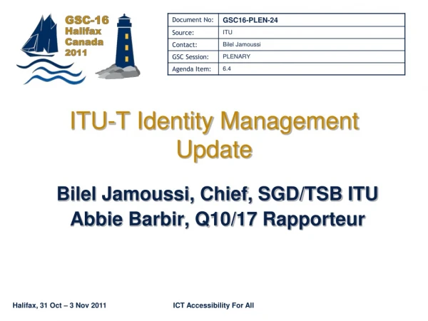 ITU-T Identity Management Update