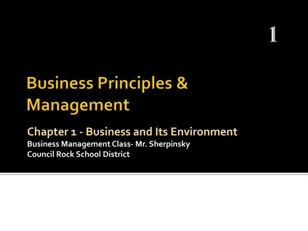 Business Principles &amp; Management