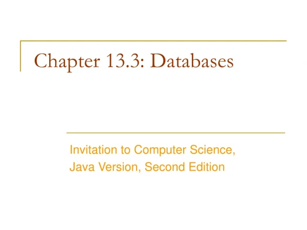 Chapter 13.3: Databases