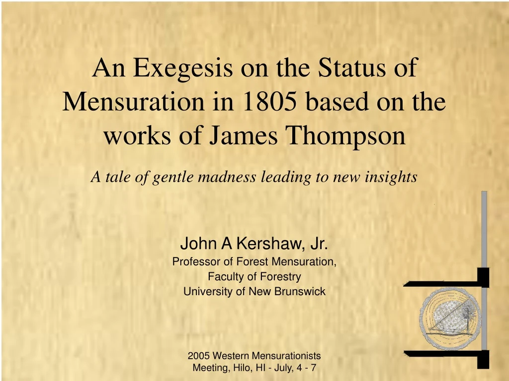 an exegesis on the status of mensuration in 1805 based on the works of james thompson