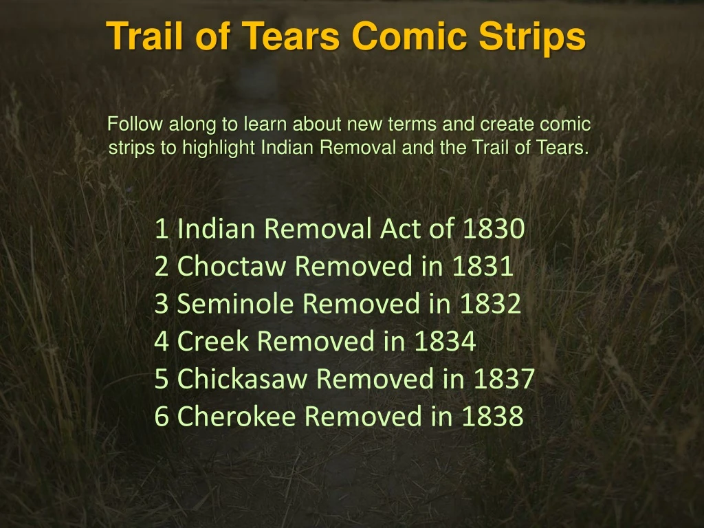 trail of tears comic strips
