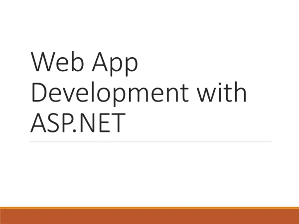 Web App Development with ASP.NET