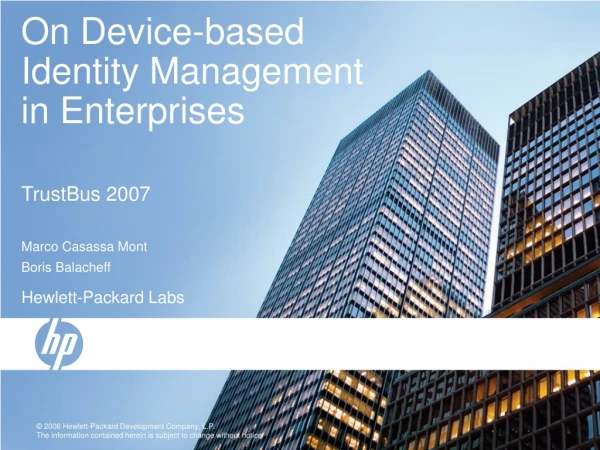 On Device-based Identity Management in Enterprises