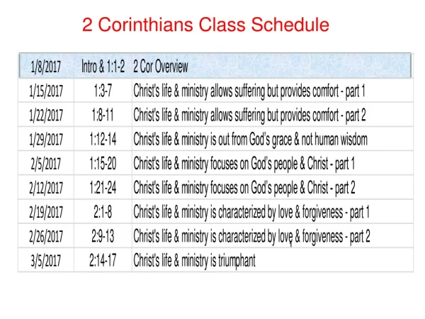 2 Corinthians Class Schedule