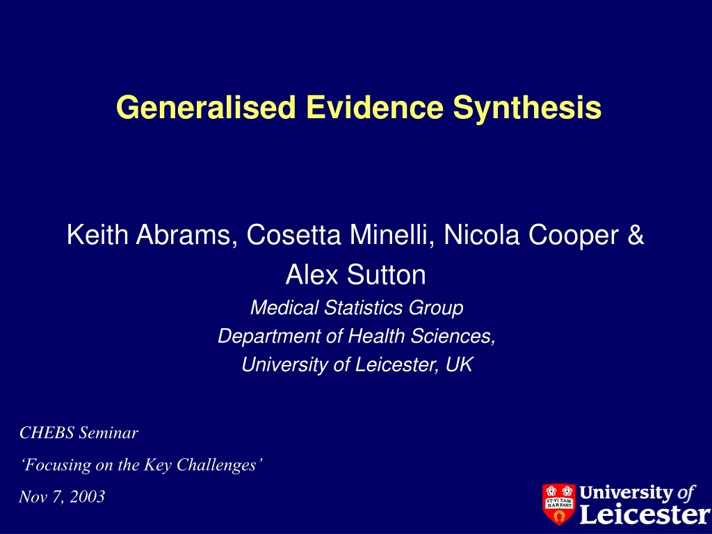 generalised evidence synthesis