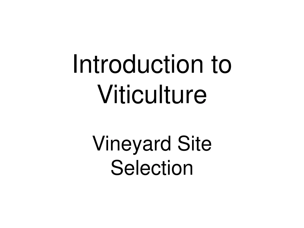 introduction to viticulture