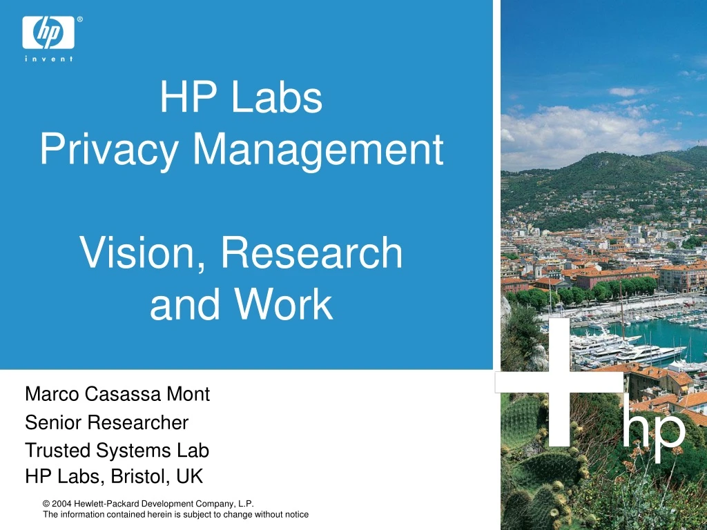 hp labs privacy management vision research and work