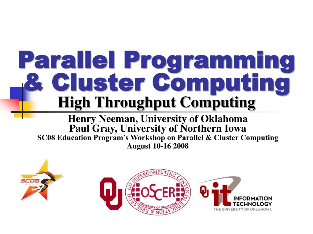 parallel programming cluster computing high throughput computing