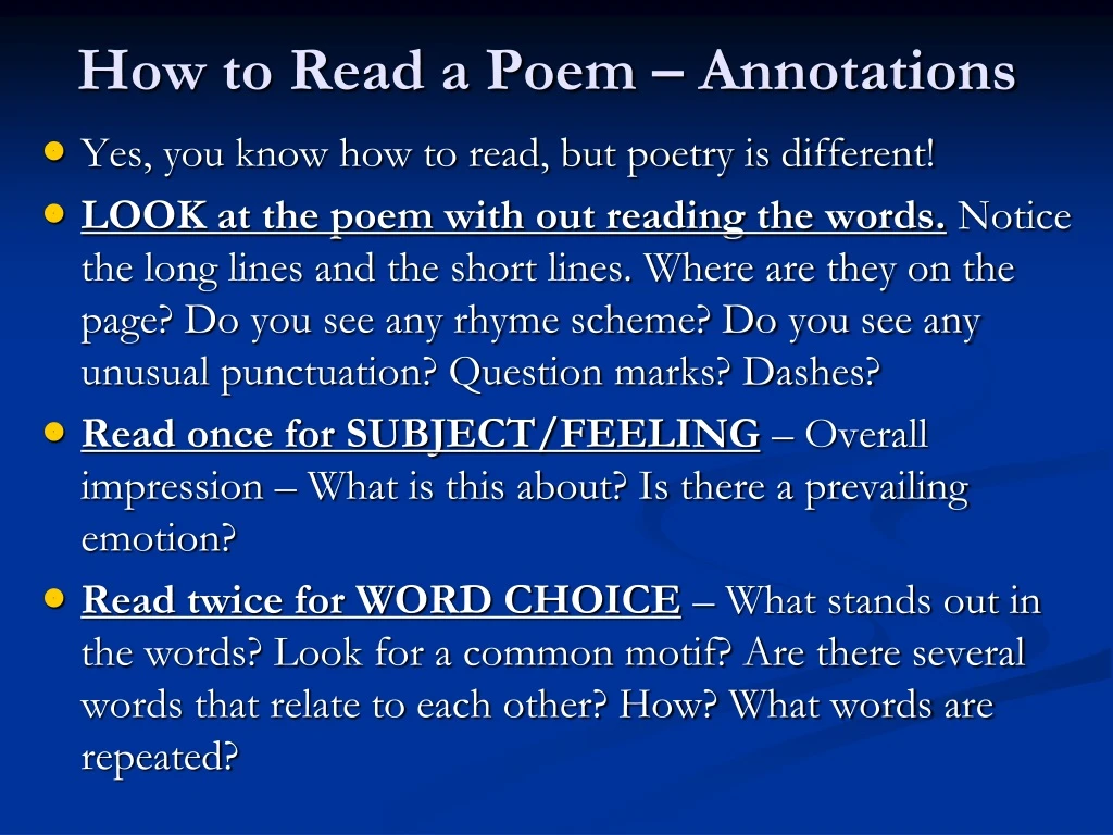 how to read a poem annotations