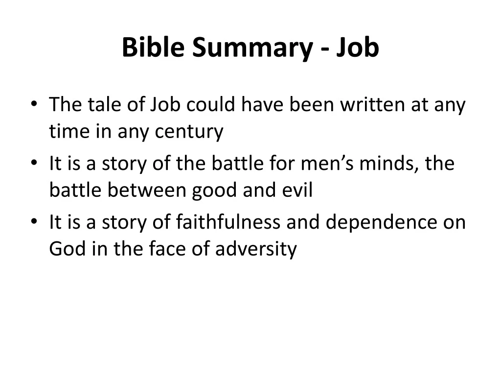 bible summary job