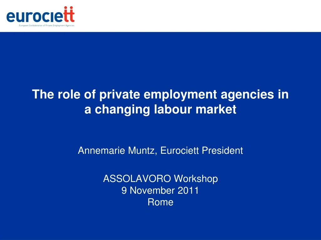 the role of private employment agencies in a changing labour market